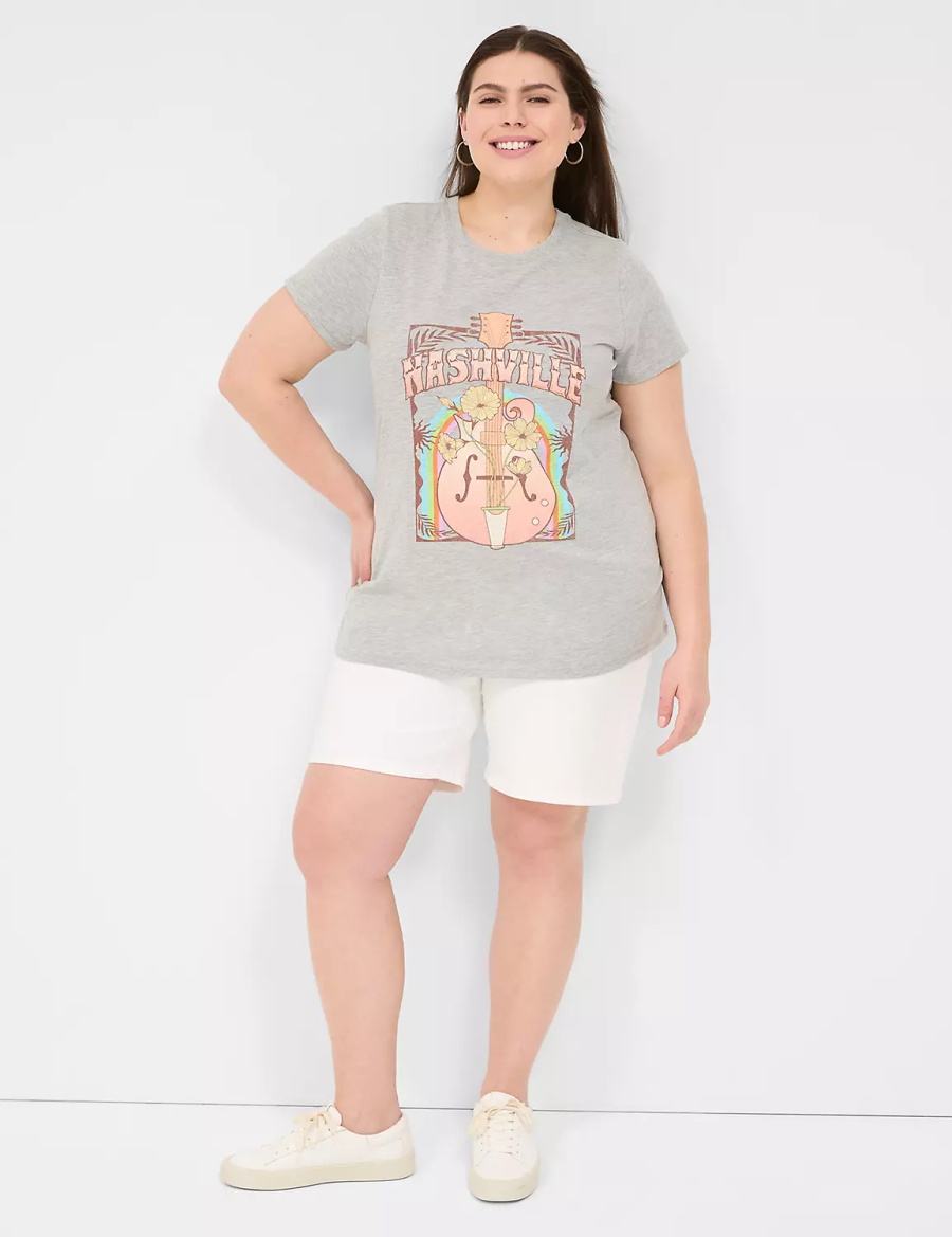 Women Lane Bryant Nashville Graphic Tee T Shirts Light Grey | ZEB9516KO