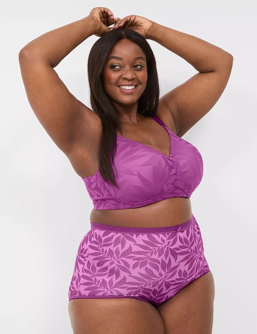 Women Lane Bryant No-Show High-Waist Briefs Purple | VNP4628UK