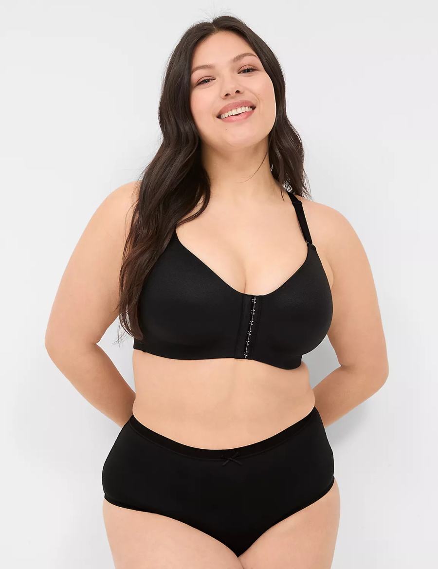 Women Lane Bryant No-Show Lace-Back Full Briefs Black | QDH39XA