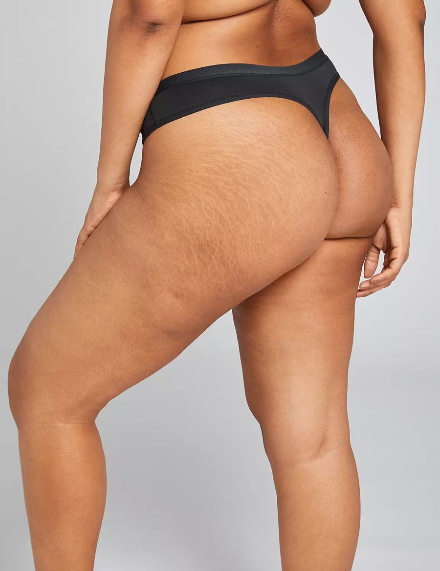 Women Lane Bryant No-Show Thong Panty Black | WVG978BZ