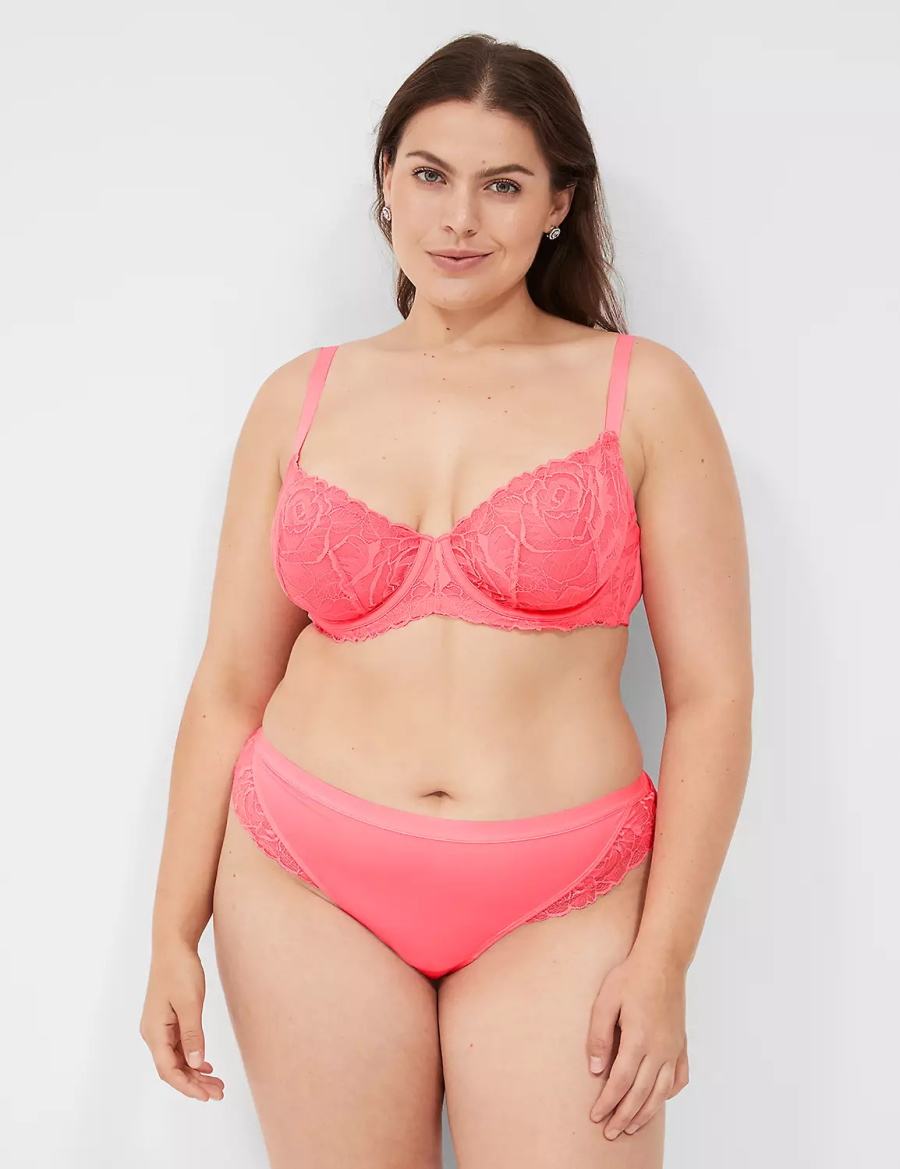 Women Lane Bryant No-Show with Lace Thong Panty Pink | RLL1363MC