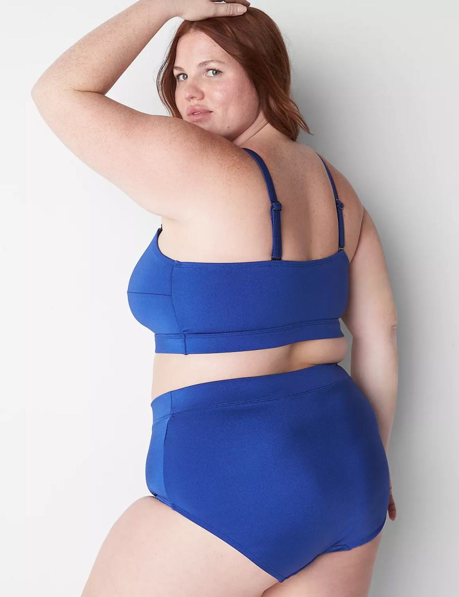 Women Lane Bryant No-Wire Asymmetric Swim Bikini Top Blue | FUV4230FJ