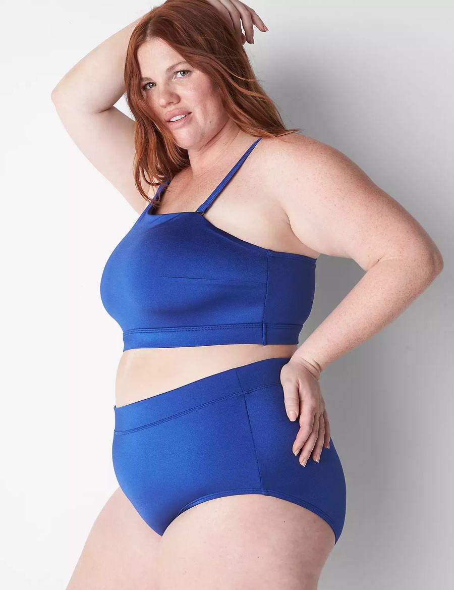 Women Lane Bryant No-Wire Asymmetric Swim Bikini Top Blue | FUV4230FJ