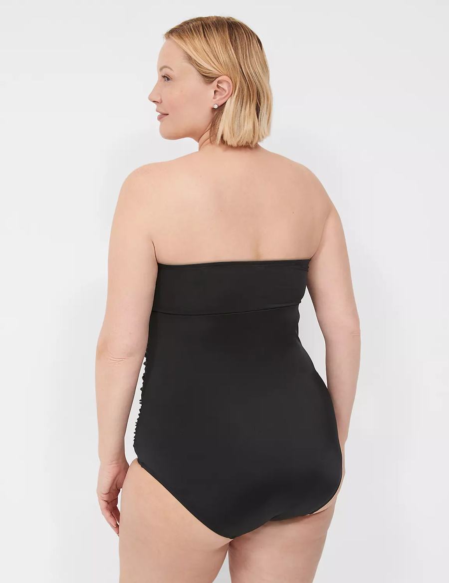 Women Lane Bryant No-Wire Multi-Way Strapless One-Piece Swimsuits Black | IIT7119TT