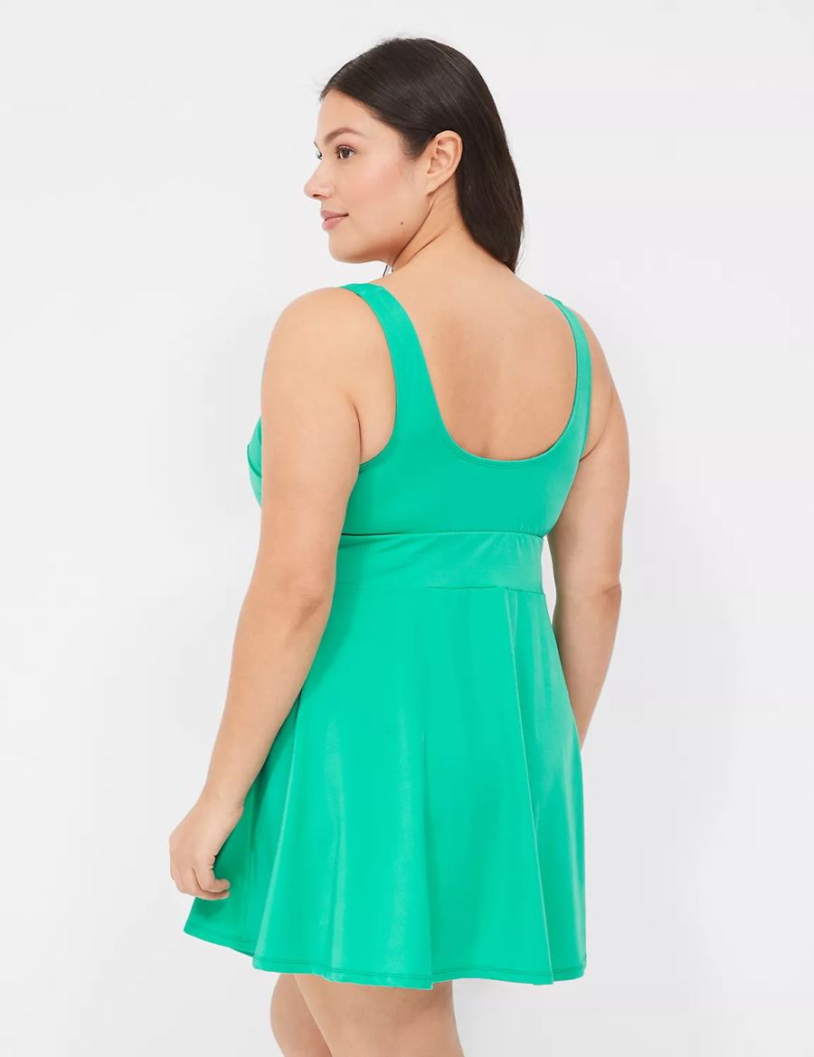 Women Lane Bryant No-Wire Scoop-Neck Swim Dress Turquoise | FSP966NI