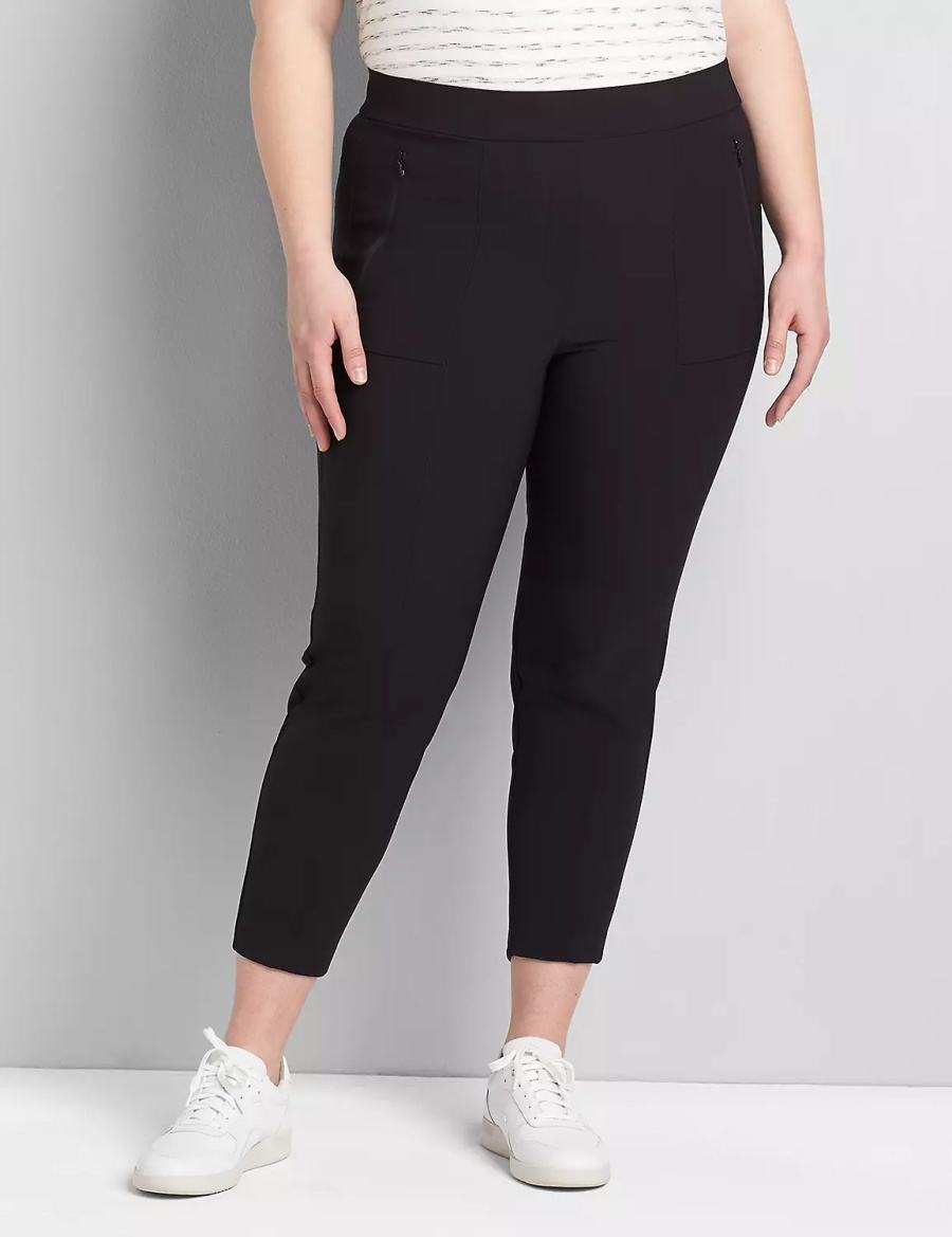 Women Lane Bryant On-The-Go Slim Ankle Pants Black | HSA5570OQ