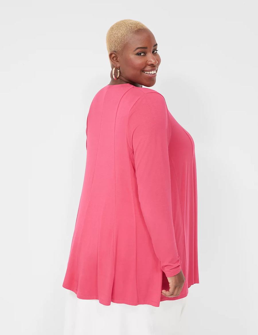 Women Lane Bryant Open-Front Fit & Flare Overpiece Robe Pink | TAR2917CW