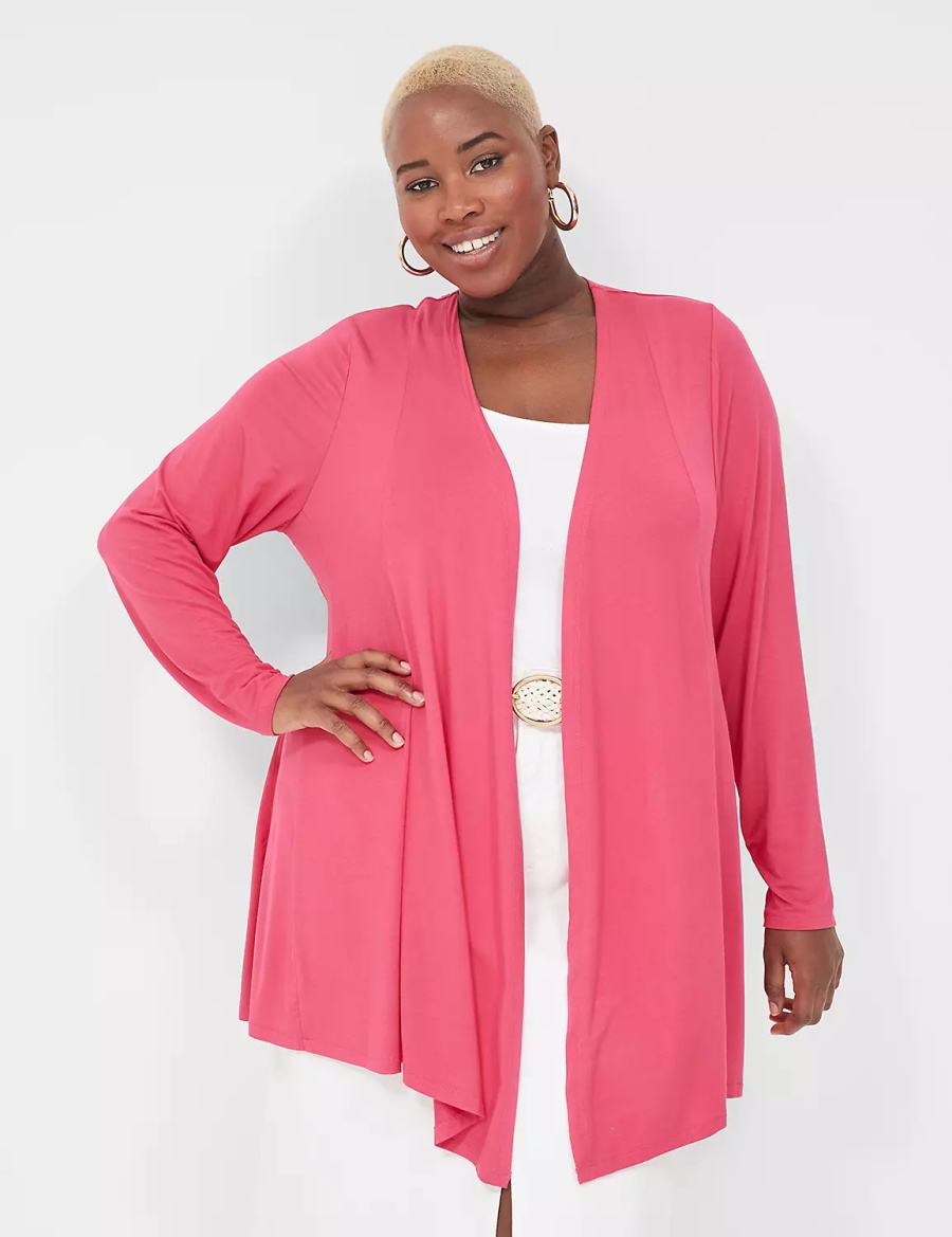 Women Lane Bryant Open-Front Fit & Flare Overpiece Robe Pink | TAR2917CW