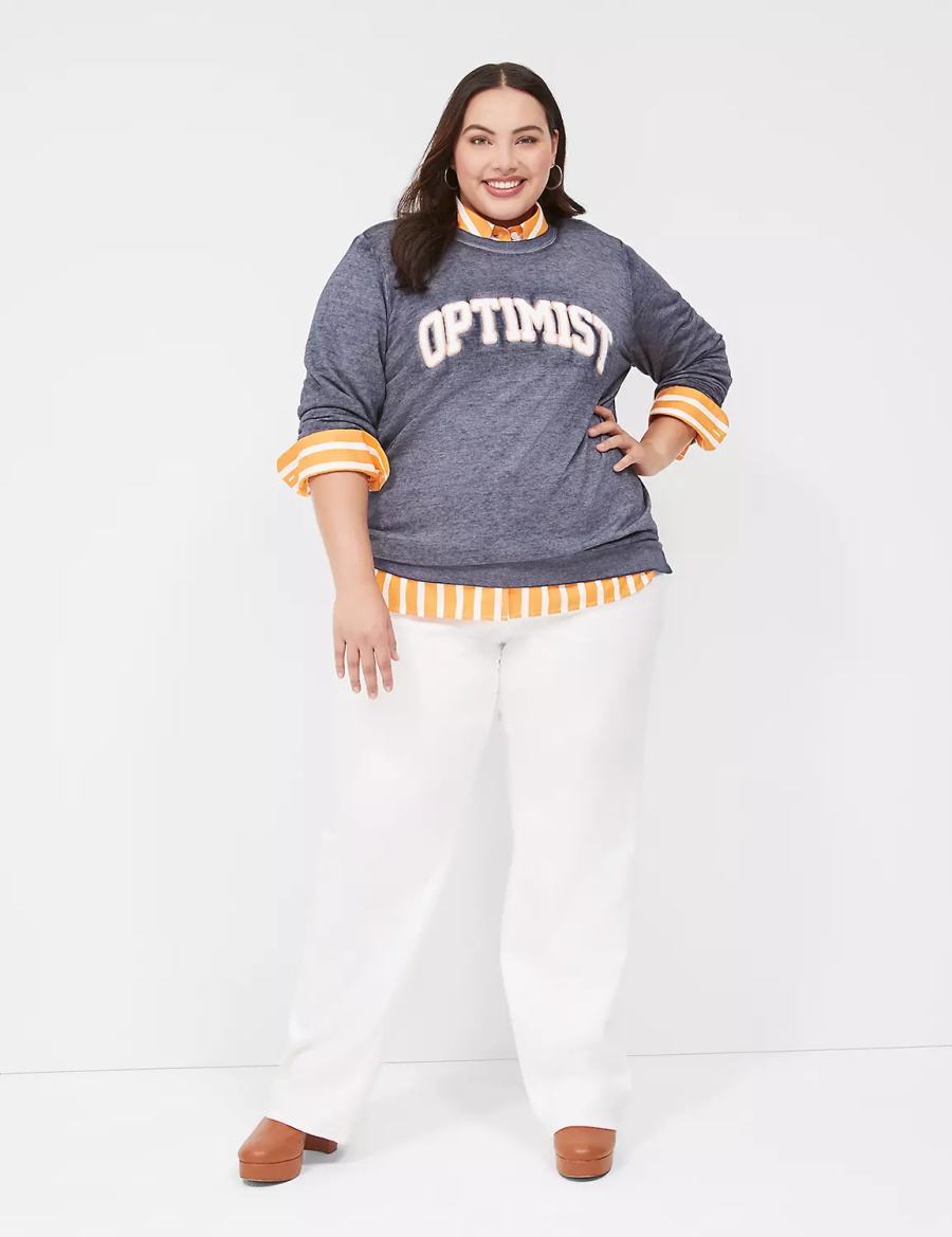 Women Lane Bryant Optimist Graphic Sweatshirts Blue | OEZ9128XZ