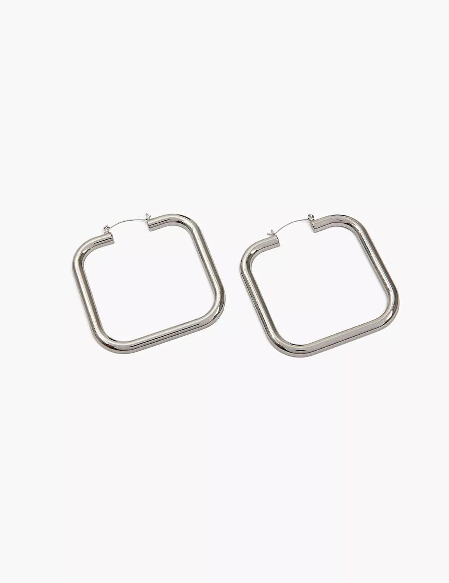 Women Lane Bryant Oversized Square Hoop Earrings Silver | YBM3722RM