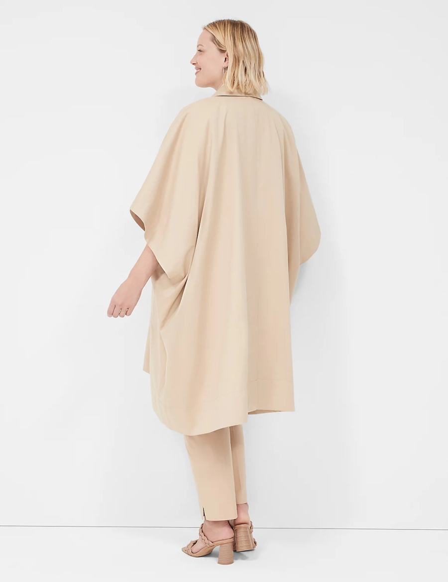 Women Lane Bryant Oversized Trench Poncho Ponchos Khaki | NVO1637BA