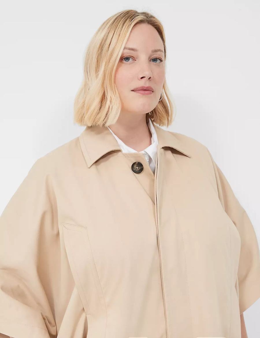 Women Lane Bryant Oversized Trench Poncho Ponchos Khaki | NVO1637BA