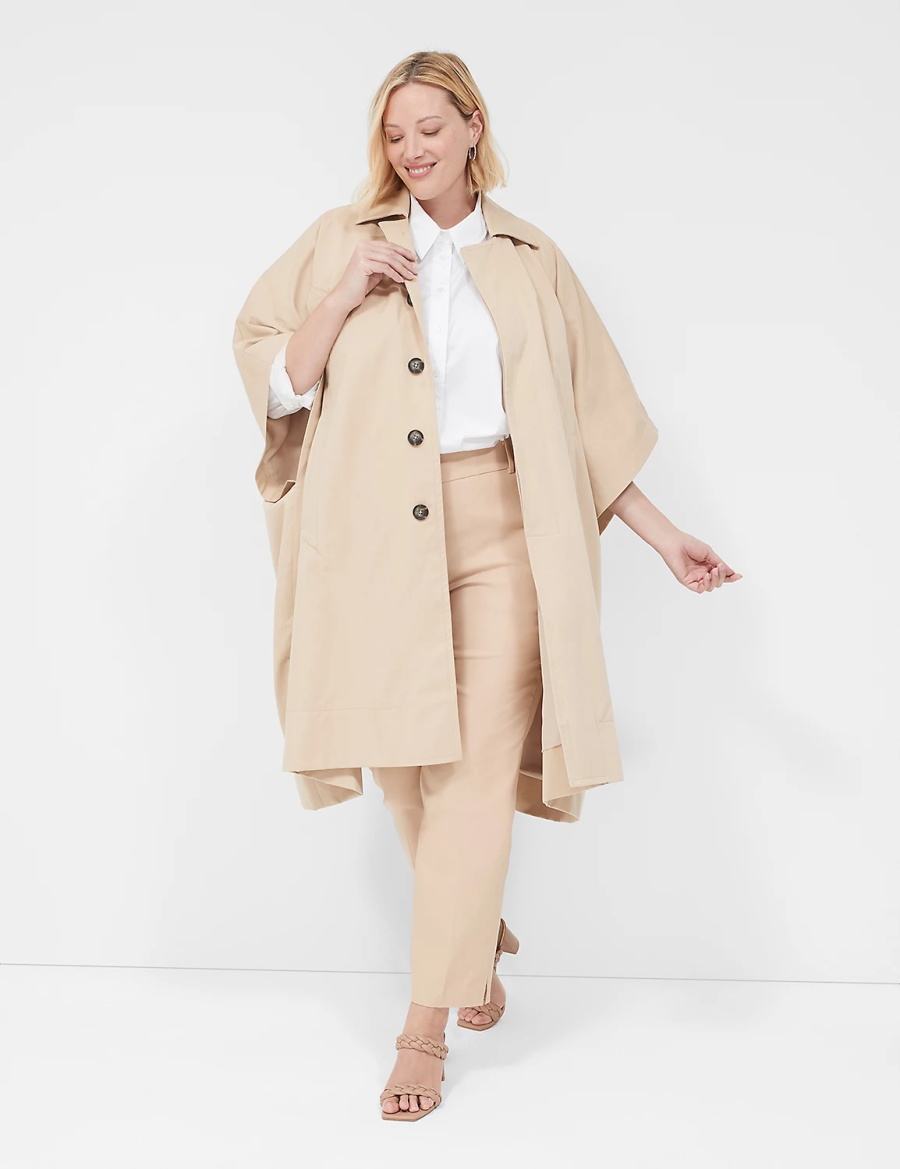 Women Lane Bryant Oversized Trench Poncho Ponchos Khaki | NVO1637BA