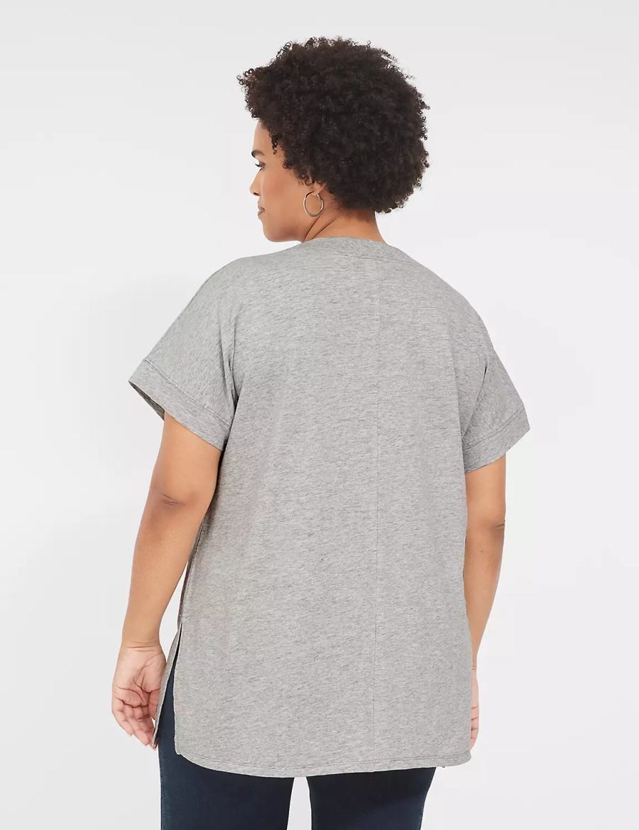 Women Lane Bryant Palm Trees Graphic Easy Tunic T Shirts Grey | SBR1772UN