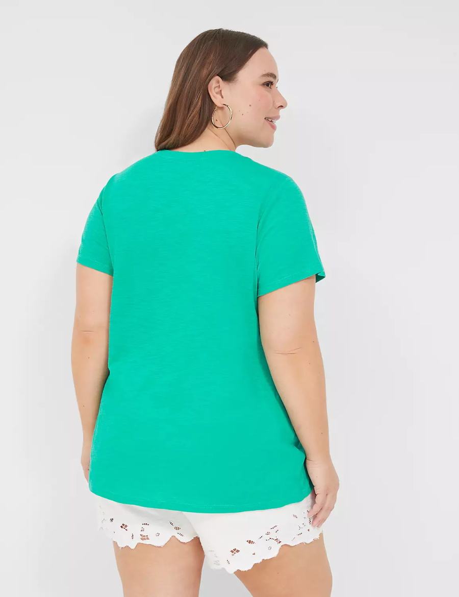 Women Lane Bryant Paradise Graphic Tee T Shirts Turquoise | JOM8039KQ