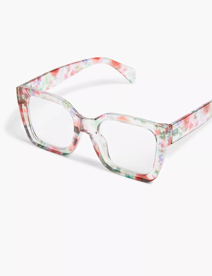 Women Lane Bryant Pastel Rose Square Reading Glasses Red Multicolor | EVA2874KI