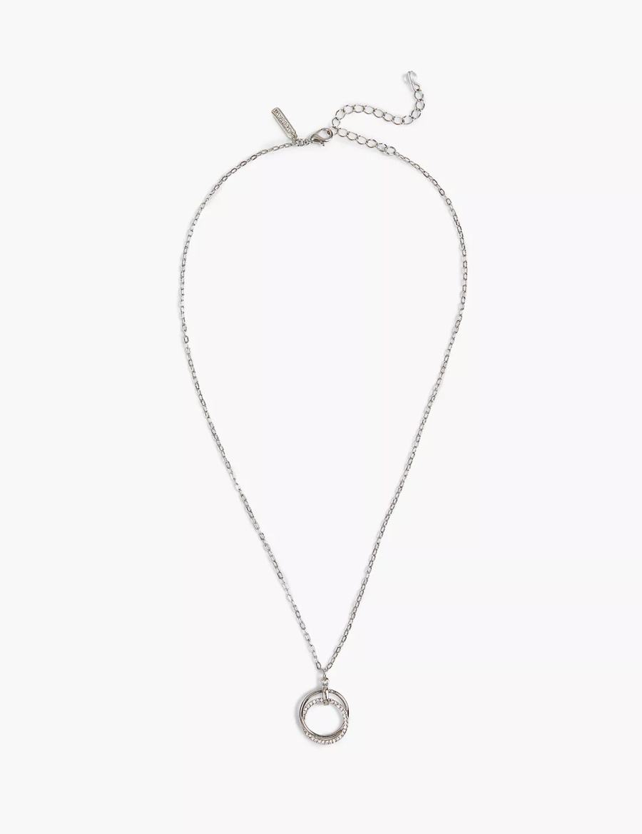 Women Lane Bryant Pave Interlockings Pendant Necklace Silver | FZE8549QP