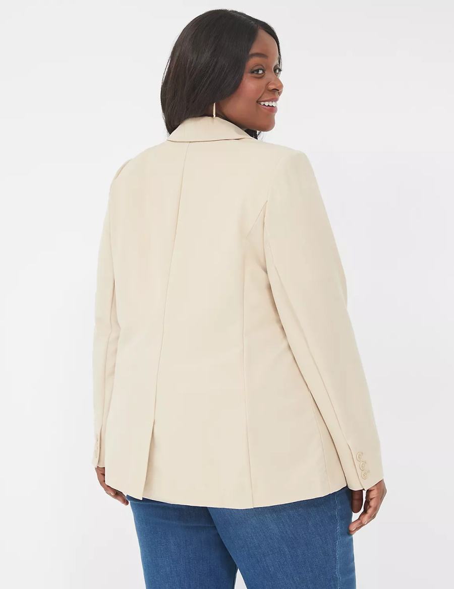 Women Lane Bryant Perfect Drape Blazers Khaki | EKJ4326RK