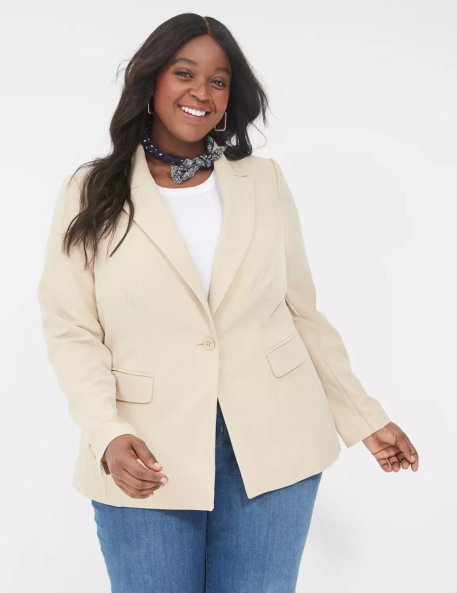 Women Lane Bryant Perfect Drape Blazers Khaki | EKJ4326RK