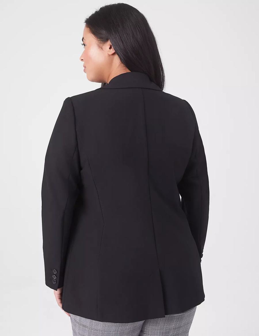 Women Lane Bryant Perfect Drape Blazers Black | QIO5512GQ