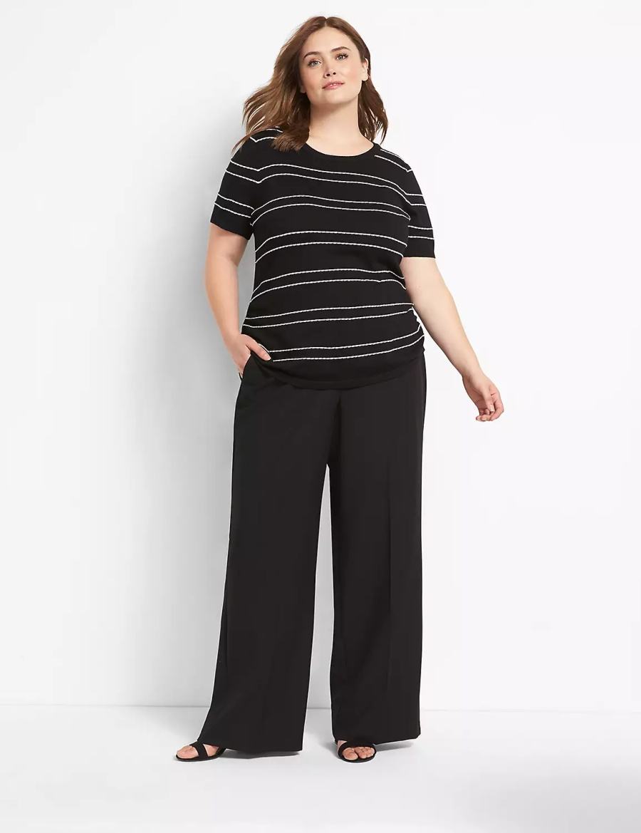 Women Lane Bryant Perfect Drape High-Rise Wide Leg Pants Black | TMI8384HT