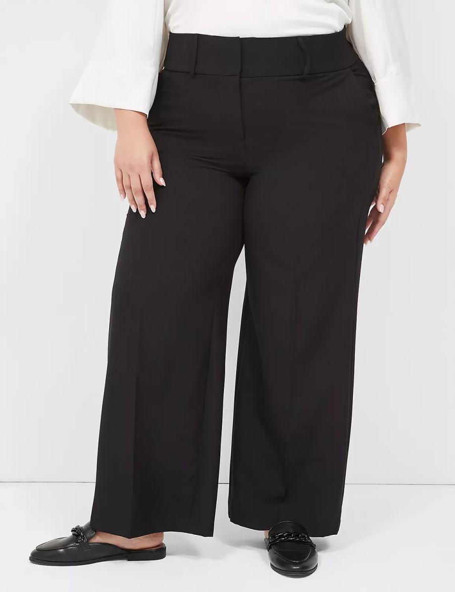 Women Lane Bryant Perfect Drape High-Rise Wide Leg Pants Black | TMI8384HT