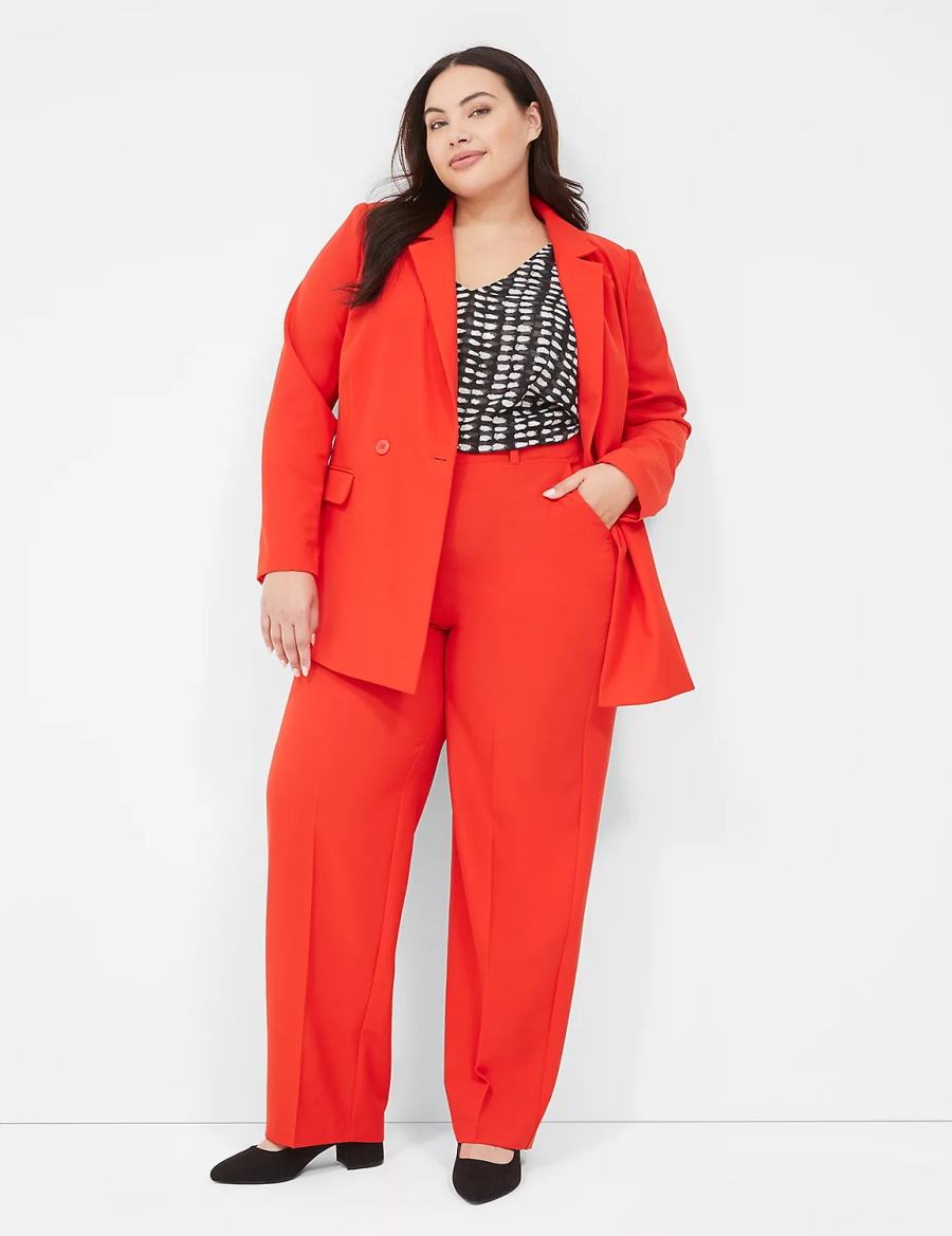 Women Lane Bryant Perfect Drape Pull-On Straight Pants Red | ICH1784LT