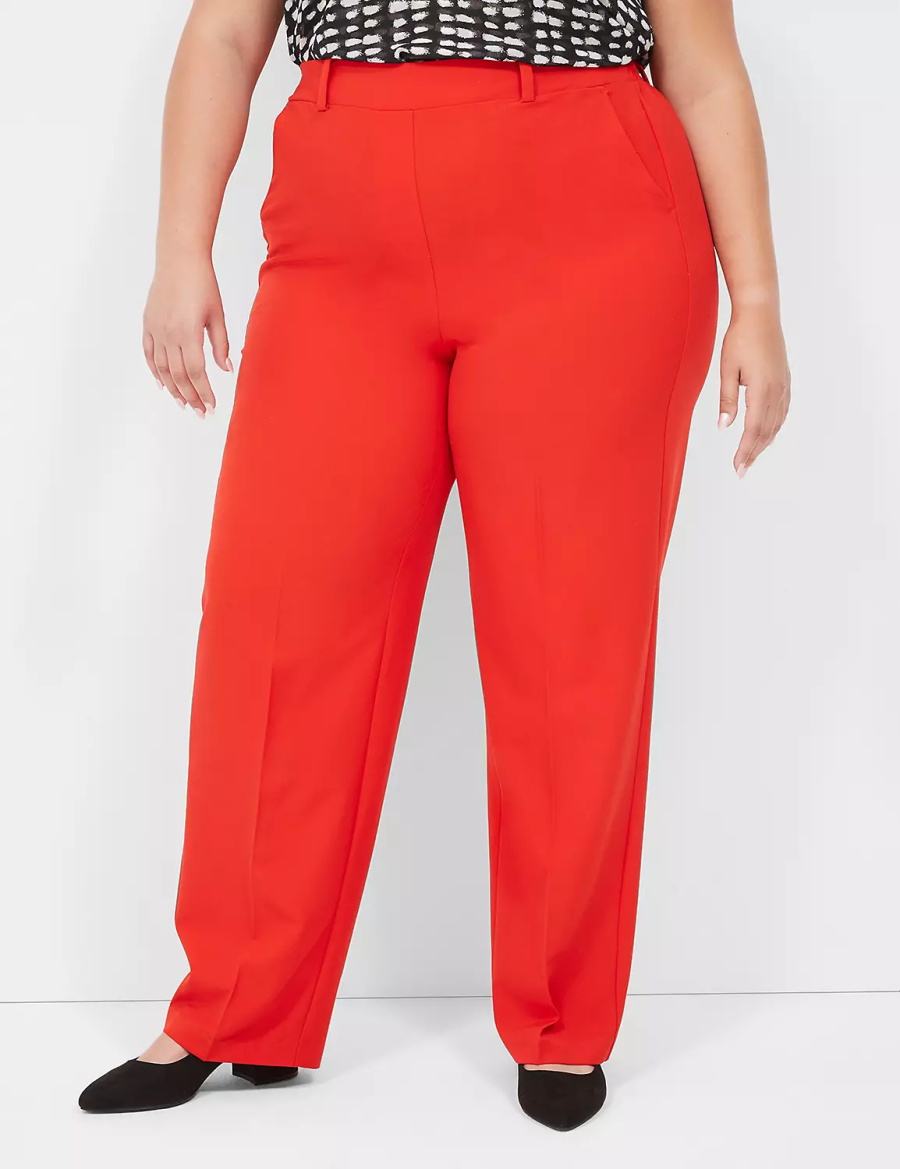 Women Lane Bryant Perfect Drape Pull-On Straight Pants Red | ICH1784LT