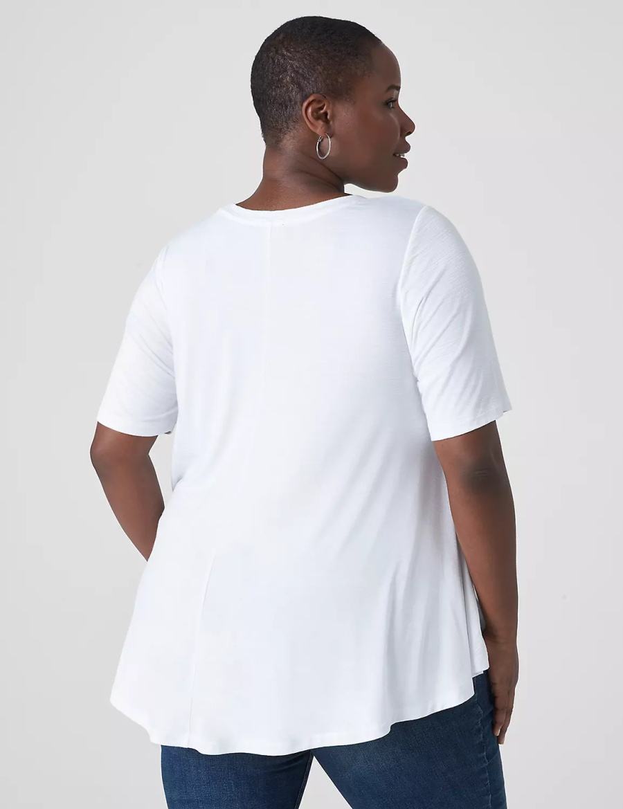 Women Lane Bryant Perfect Sleeve Crew-Neck Extreme Swing Tunic T Shirts White | EKZ1383WS