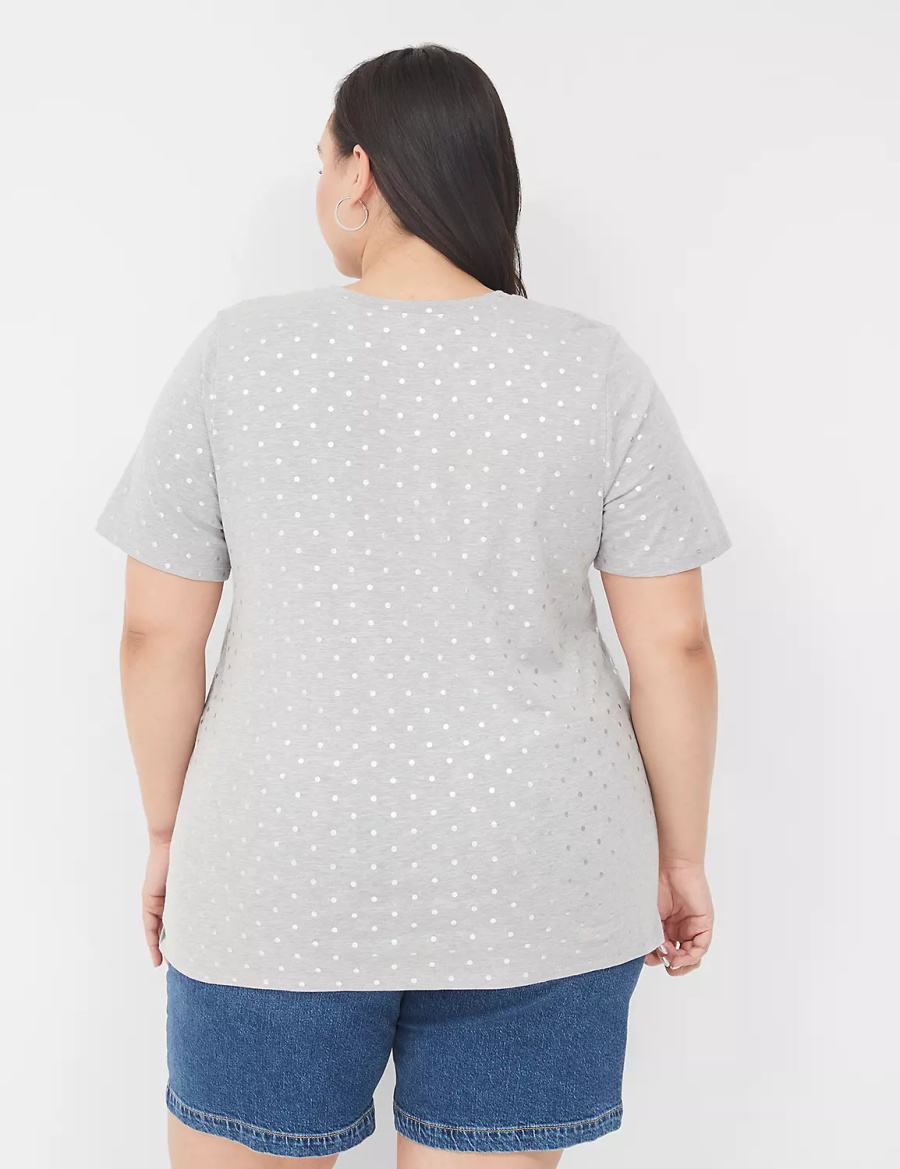 Women Lane Bryant Perfect Sleeve Crew-Neck Tee T Shirts Grey | VUY851WL