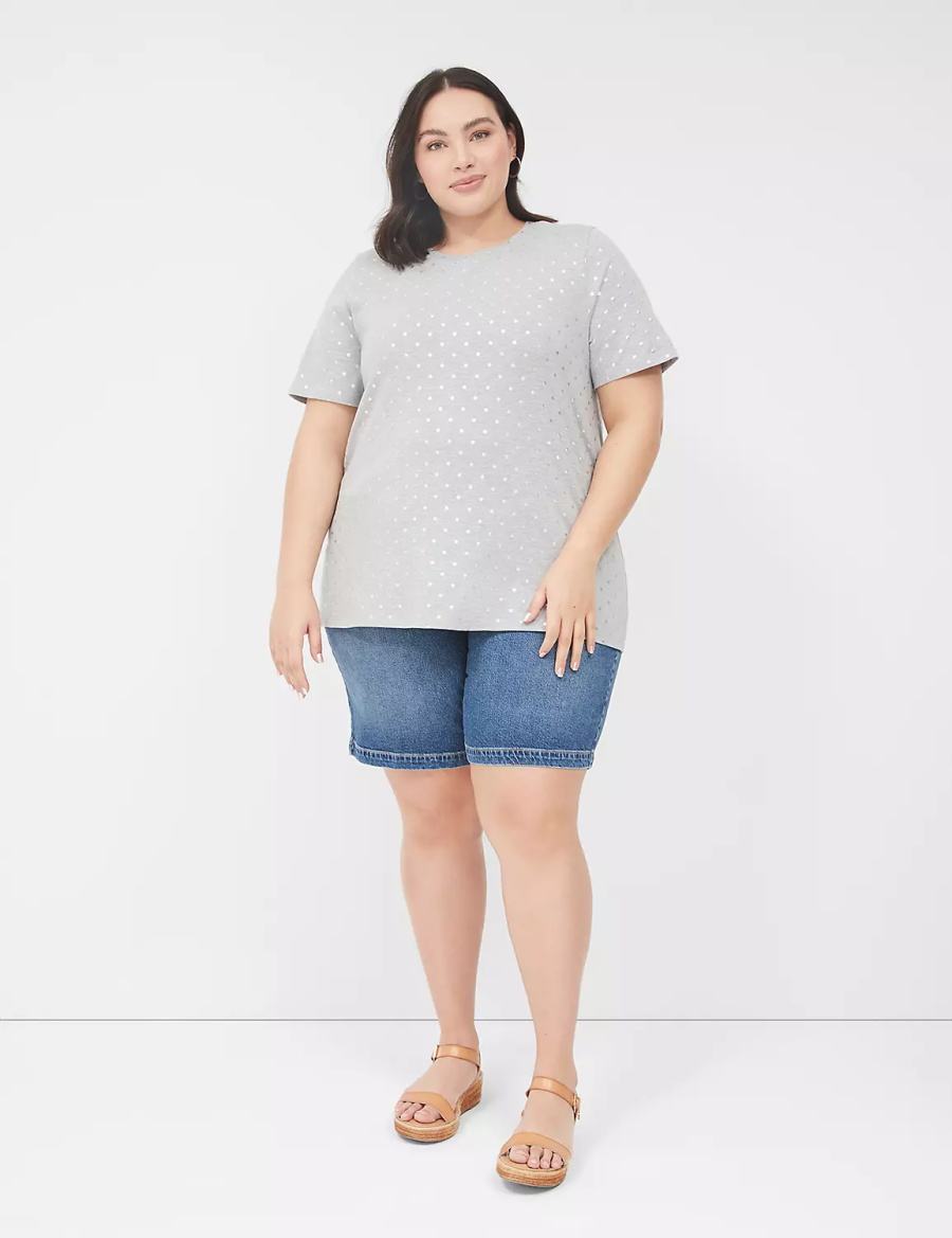 Women Lane Bryant Perfect Sleeve Crew-Neck Tee T Shirts Grey | VUY851WL