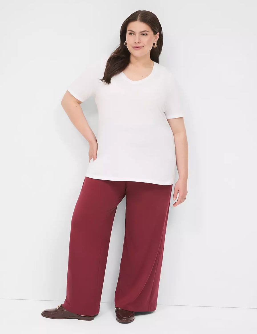 Women Lane Bryant Perfect Sleeve V-Neck Tee T Shirts White | WAE883NY