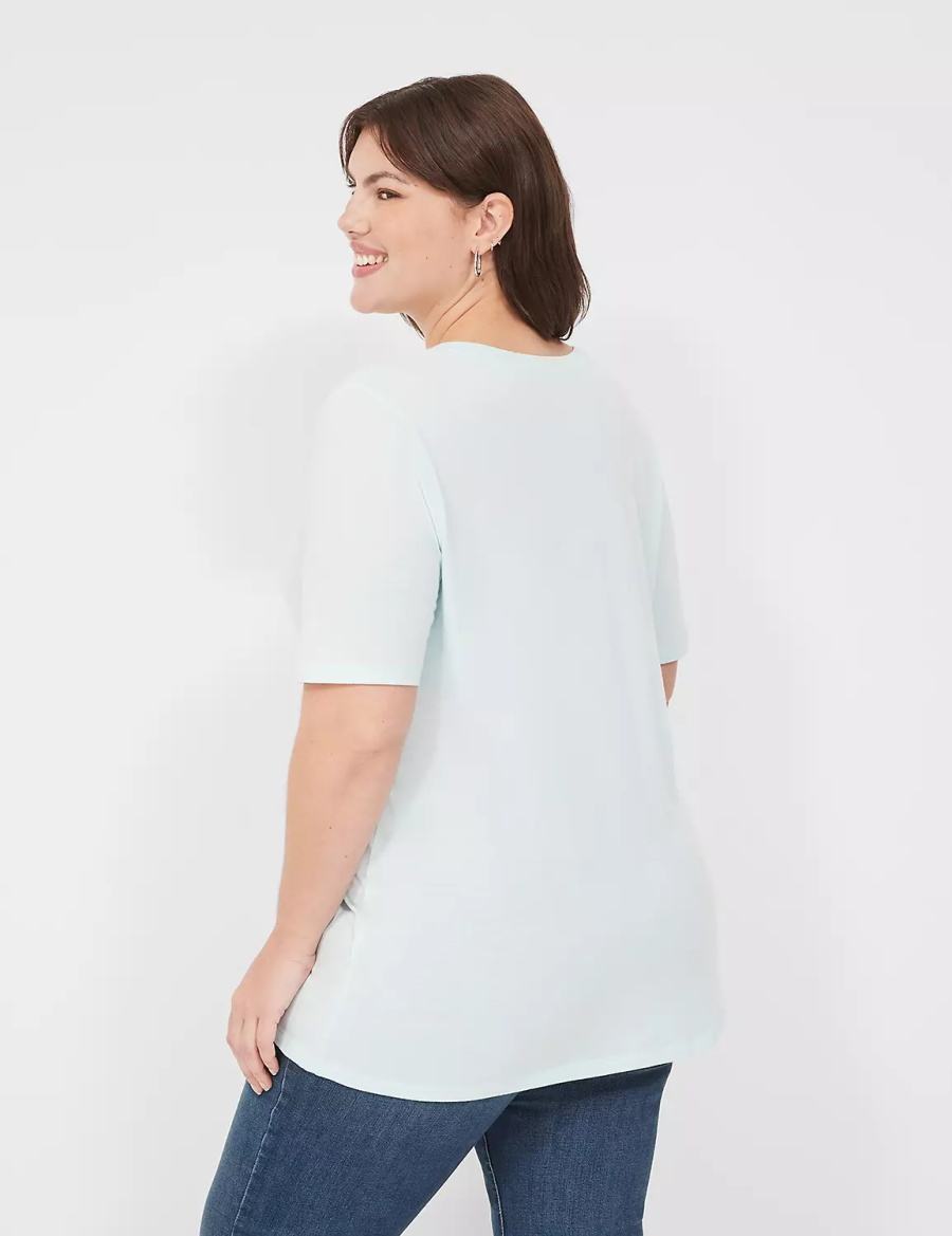 Women Lane Bryant Perfect Sleeve V-Neck Tee T Shirts Light Green | YNH7980OO