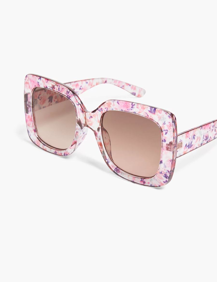 Women Lane Bryant Pink Floral Oversized Square Sunglasses Pink Multicolor | OIN1330OZ