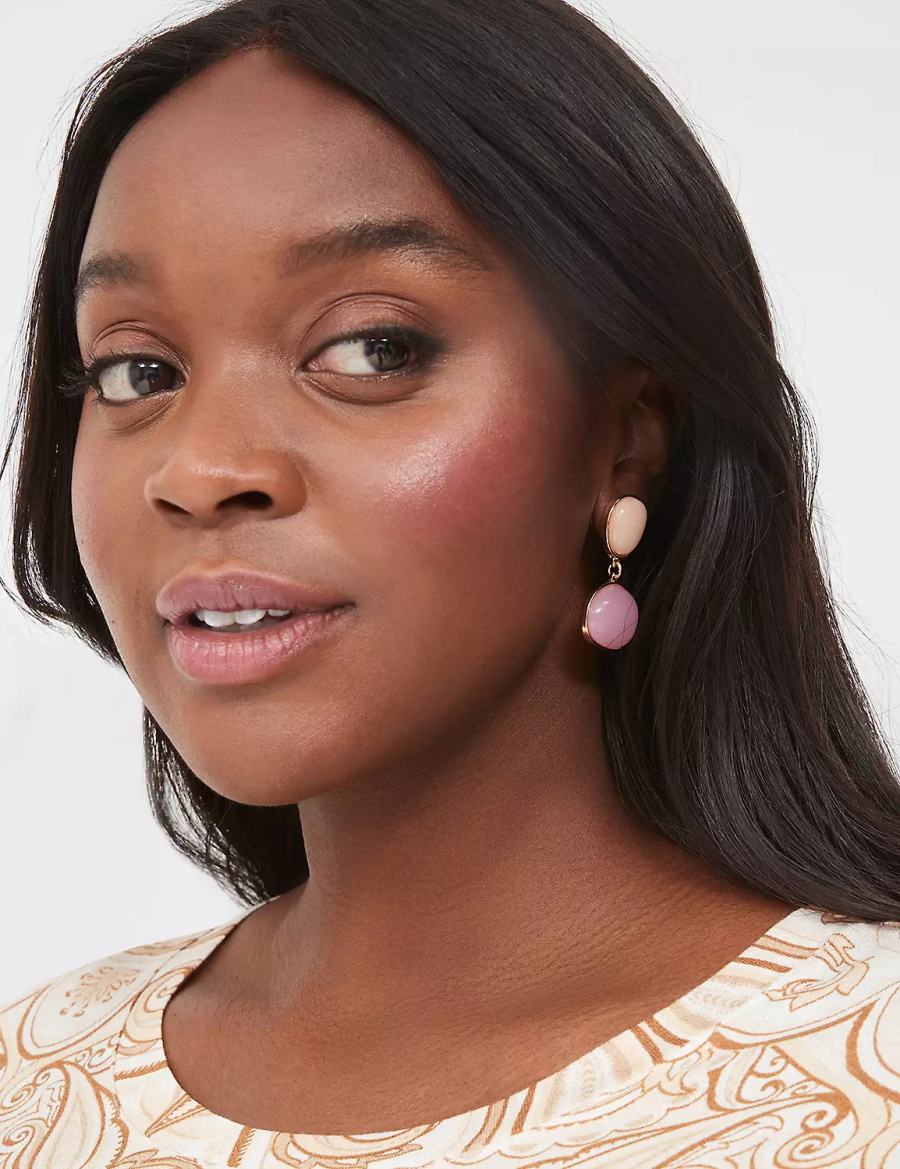 Women Lane Bryant Pink Imitation Stone Earrings Gold | WZZ8144JA