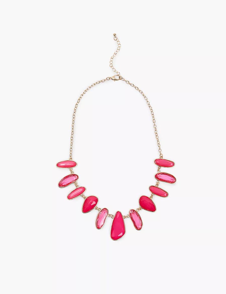 Women Lane Bryant Pink Imitation Stone Necklace Gold | DMZ6961AO