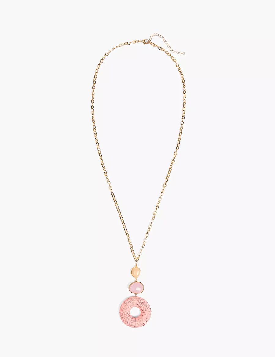 Women Lane Bryant Pink Pendant Necklace Gold | OTQ4815PS