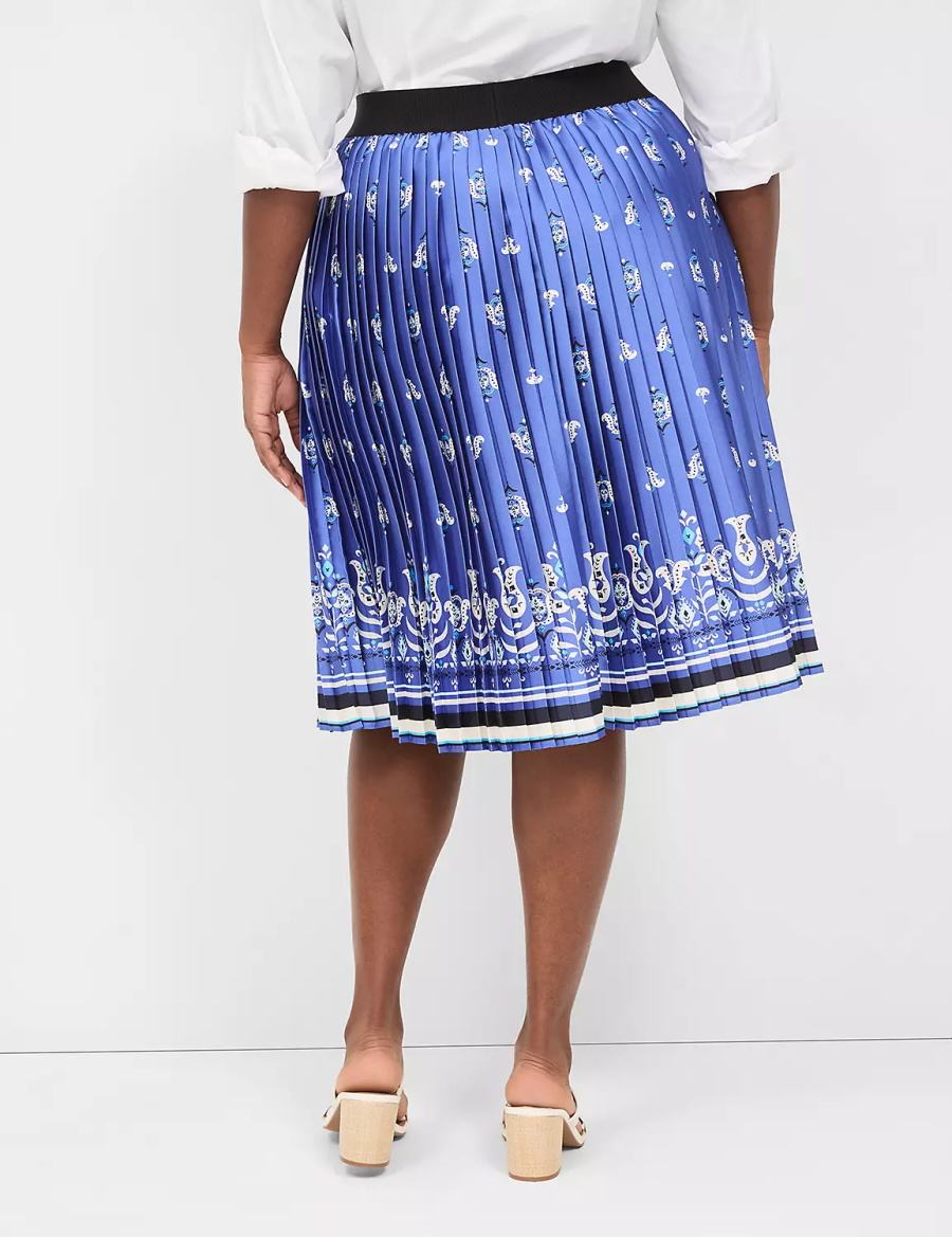 Women Lane Bryant Pleated Skirts Blue | DTO4679HI