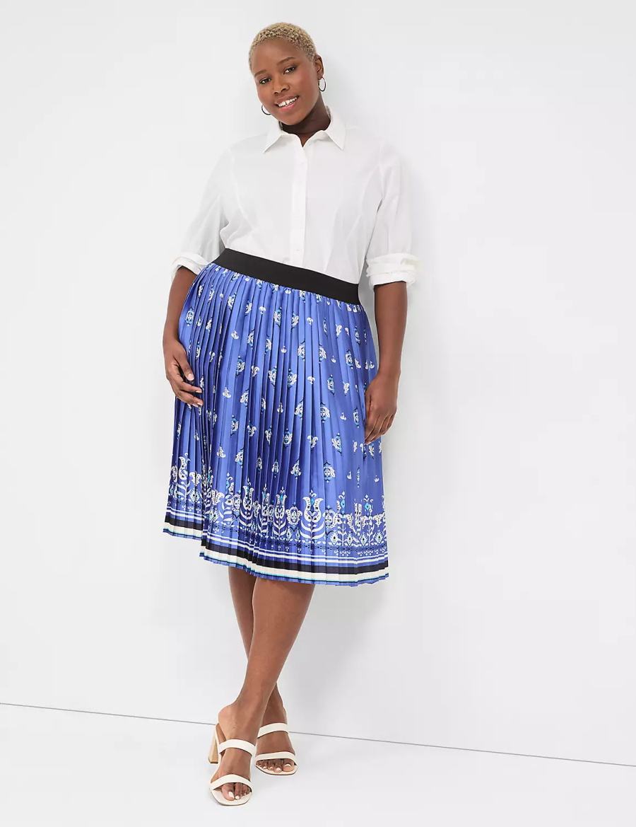 Women Lane Bryant Pleated Skirts Blue | DTO4679HI