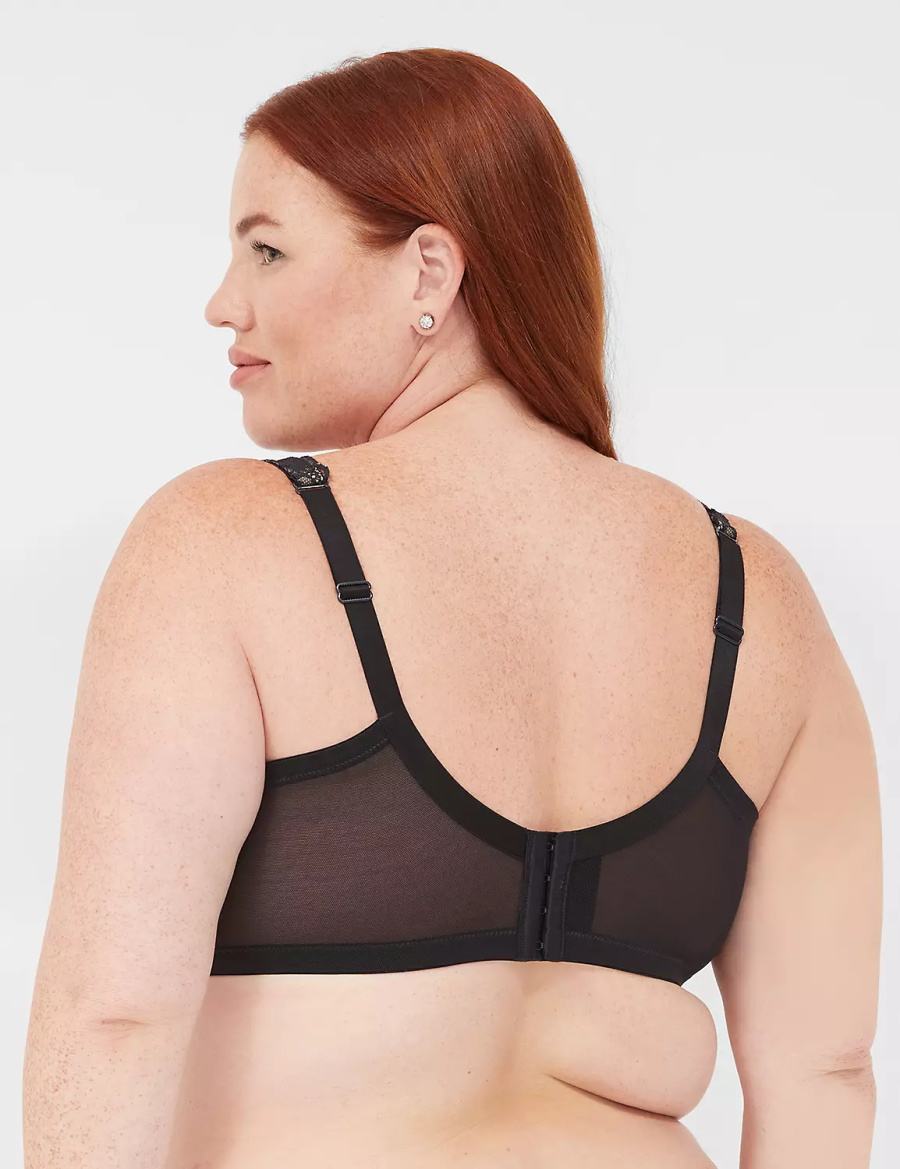 Women Lane Bryant Plunge with Lace Unlined Bra Black | GKQ2931HX