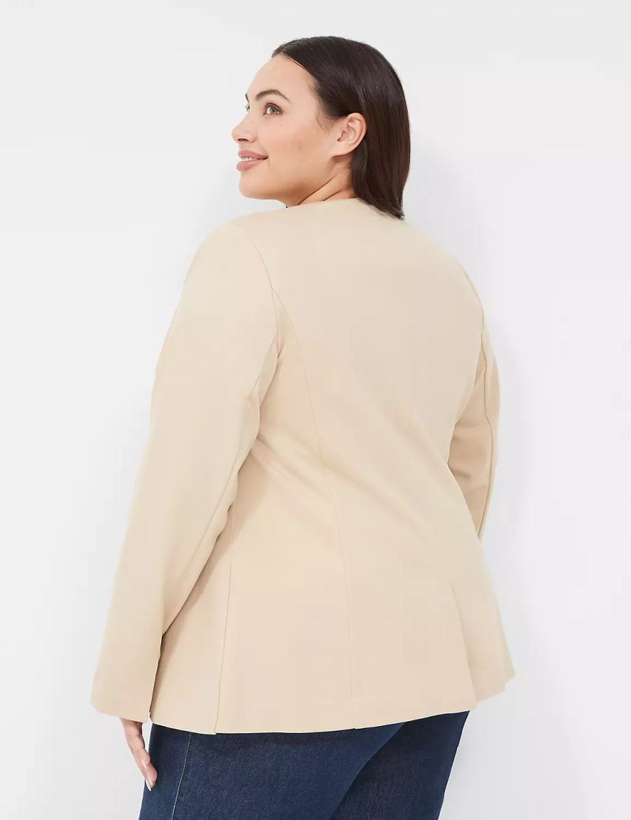 Women Lane Bryant Ponte Bryant Collarless Blazers Khaki | IER1461LL