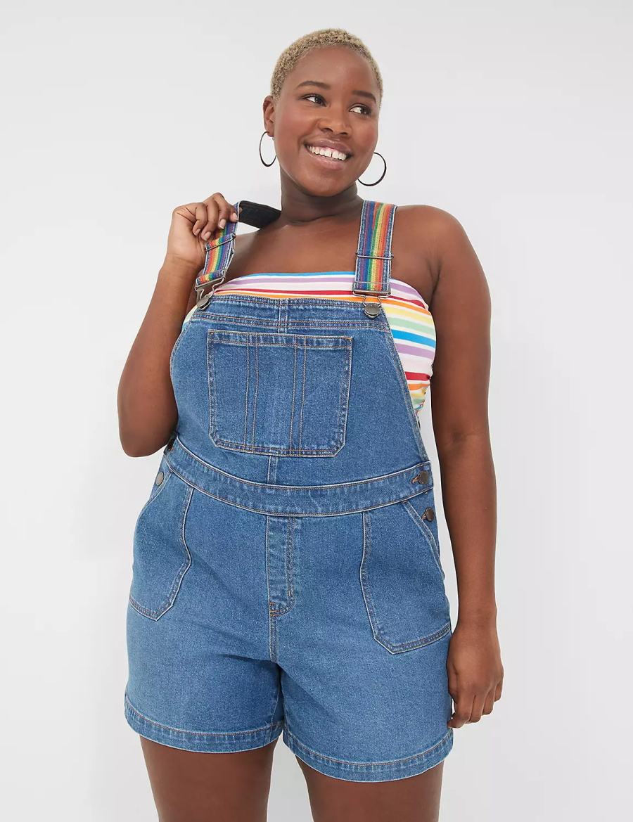 Women Lane Bryant Pride Boyfriend Denim Overall Blue | XJY245VW