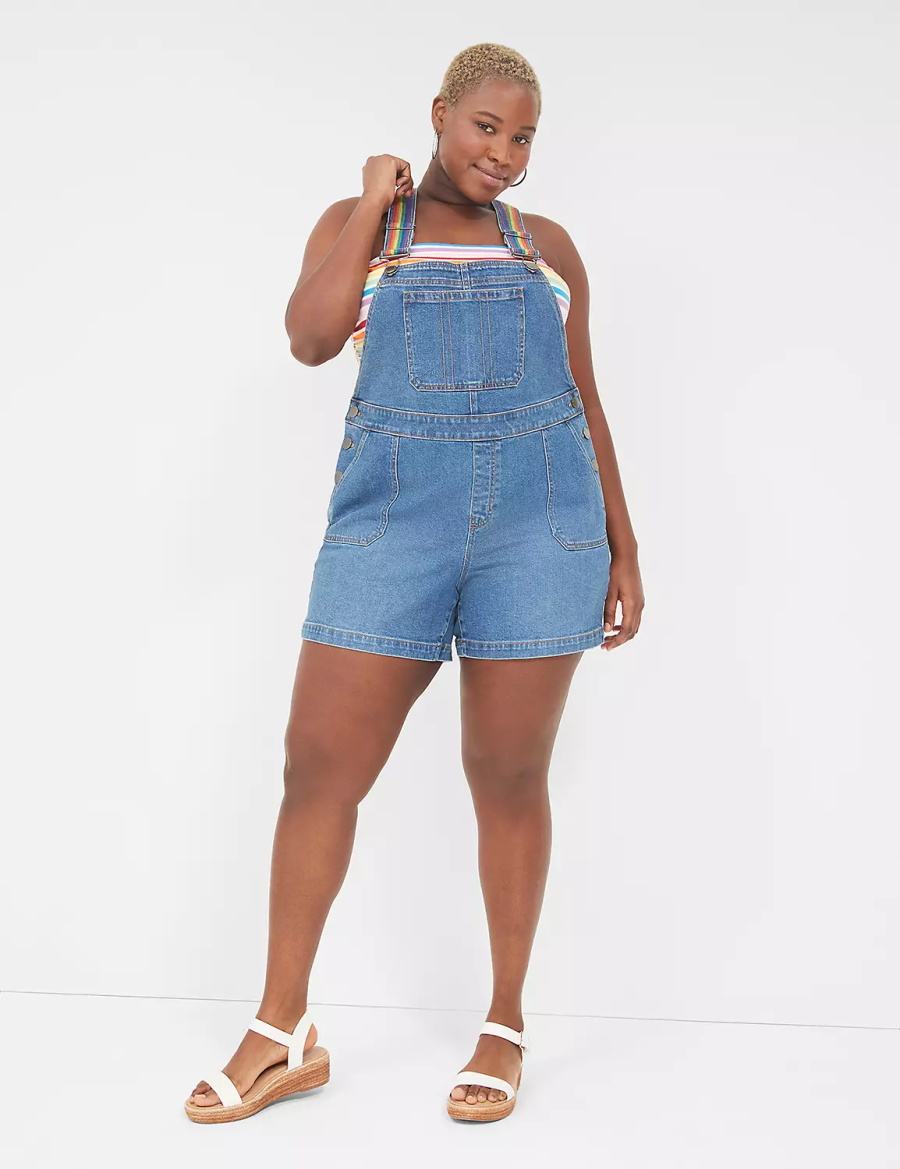 Women Lane Bryant Pride Boyfriend Denim Overall Blue | XJY245VW