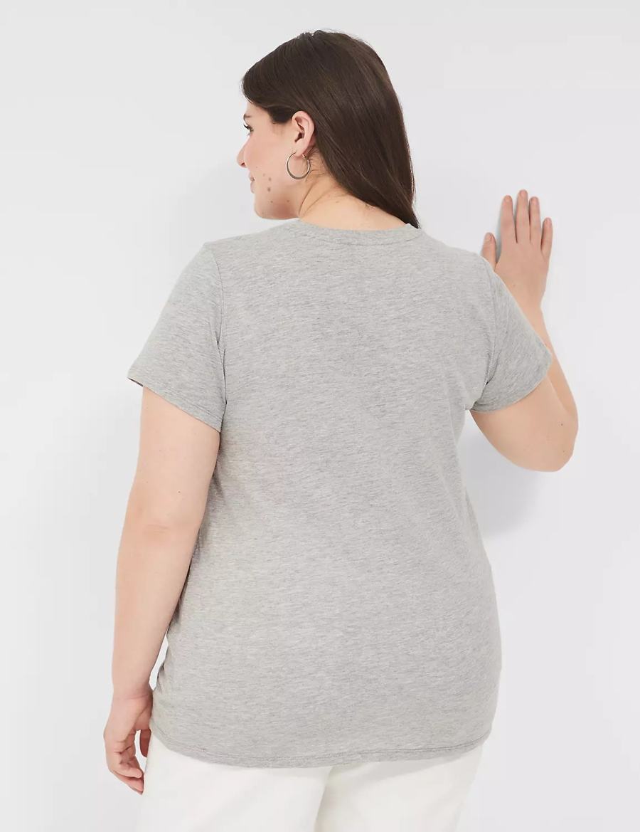 Women Lane Bryant Pride Embroidered More Love Graphic Tee T Shirts Light Grey | IDI9247LJ