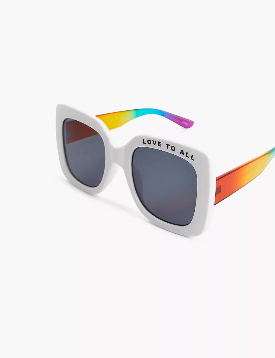 Women Lane Bryant Pride Love To All Square Sunglasses White | BAS6162WI