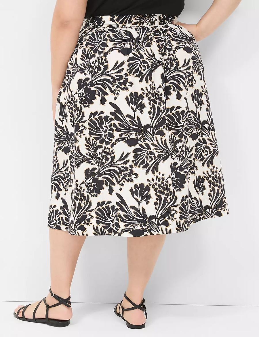 Women Lane Bryant Printed Midi Skirts Black | EBK456TC