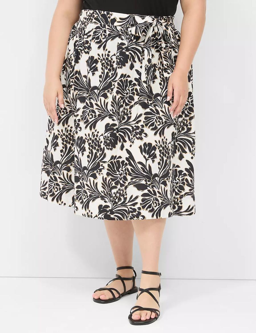 Women Lane Bryant Printed Midi Skirts Black | EBK456TC