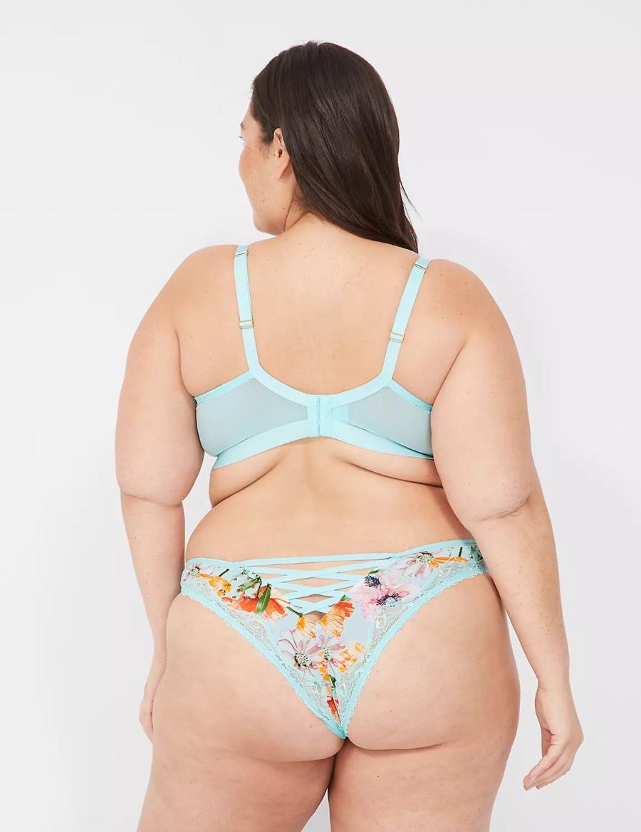 Women Lane Bryant Printed No-Wire Triangle Unlined Bra Turquoise | QLU788NH