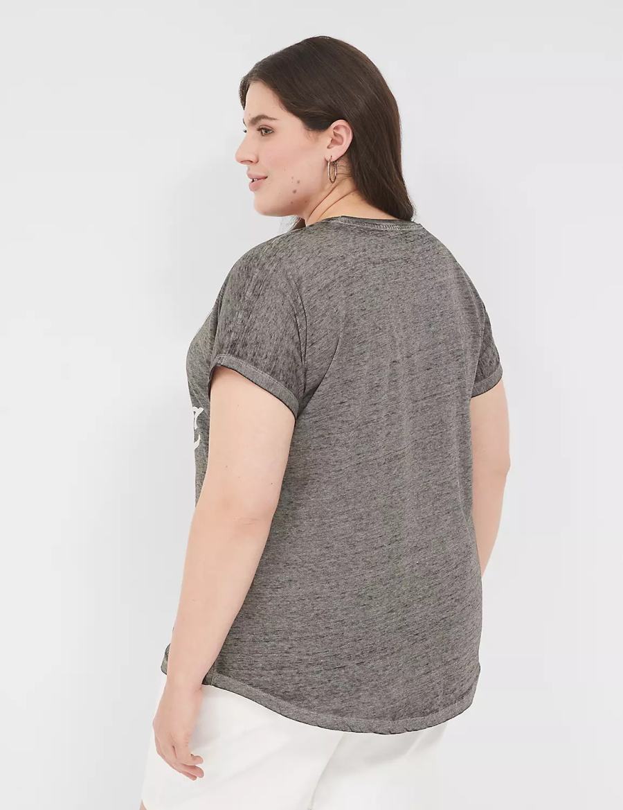 Women Lane Bryant Probably Late For Something Graphic Tee T Shirts Grey | KSA5181VD