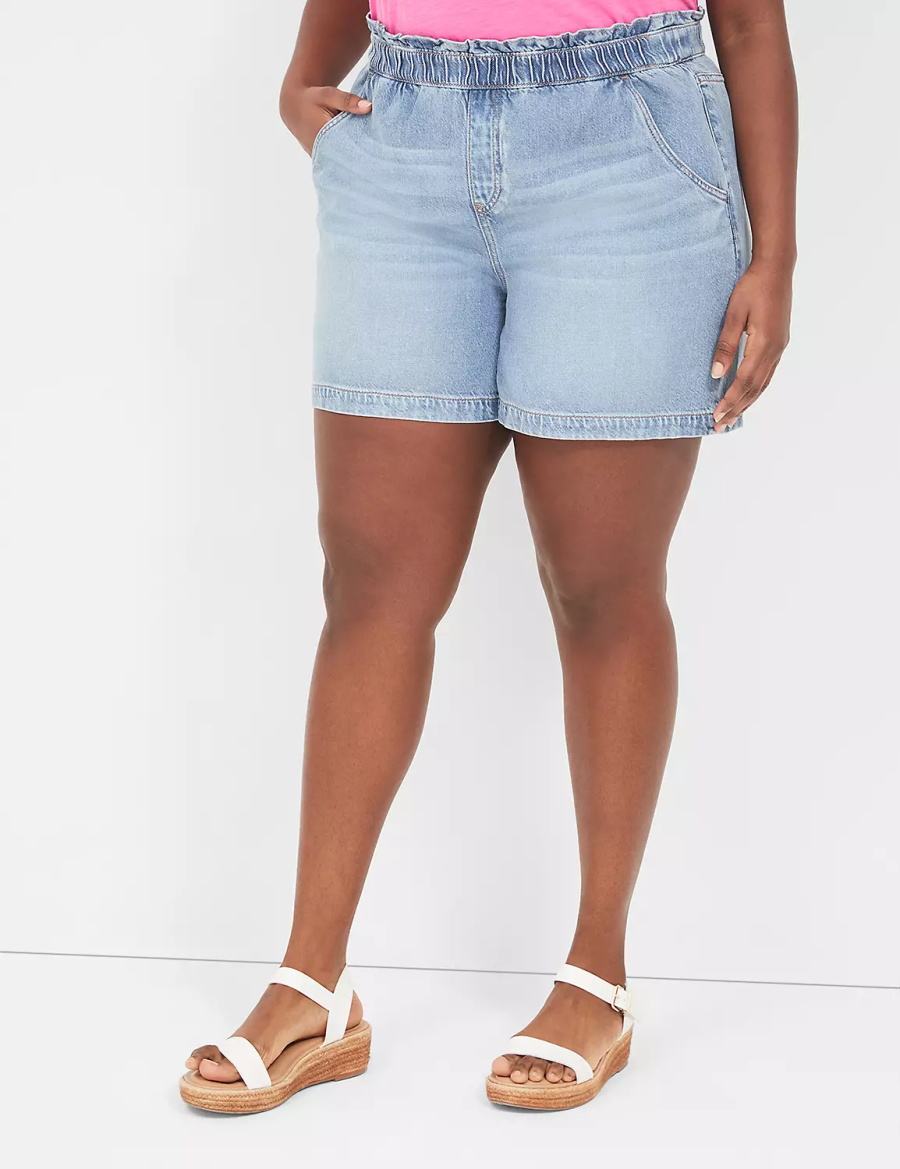 Women Lane Bryant Pull-On Fit Flirty Jean Shorts Light Blue | CRZ5696CM